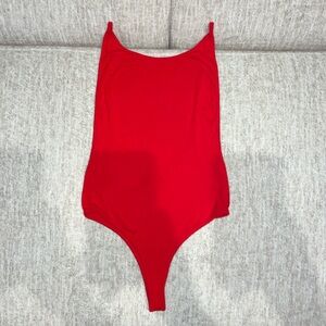 Red Open Back Bodysuit